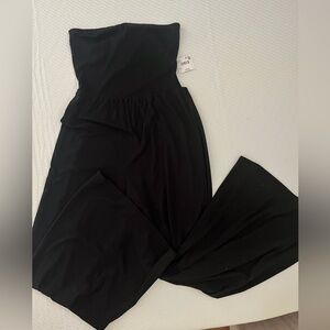 AE Black Ribbed Strapless Jumpsuit